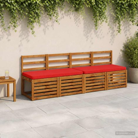 vidaXL Cojines para banco de 2 piezas VUGHT 2 uds. 100% Poliéster Rojo (1/5)