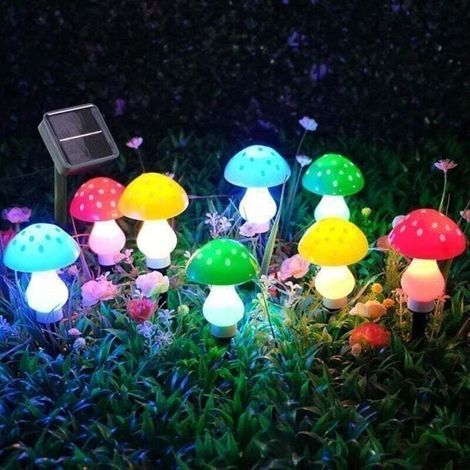 Guirlande Lumineuses Solaire Extérieur LED Champignon,8 LED 4M Étanche Décorative Guirlande Guinguette pour Jardin Balcon Mariage.