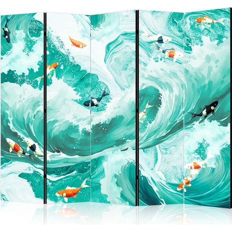 Paravent Artgeist Japanisches Modell Türkis 225cm x 172cm