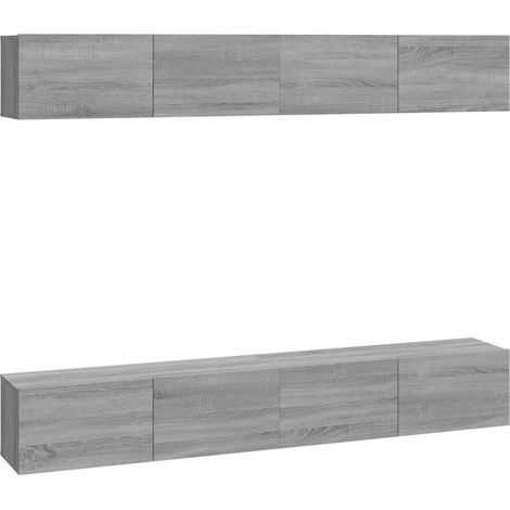 Meubles TV Banc TV Armoire TV muraux 4 pcs sonoma gris 100x30x30 cm (1/5)
