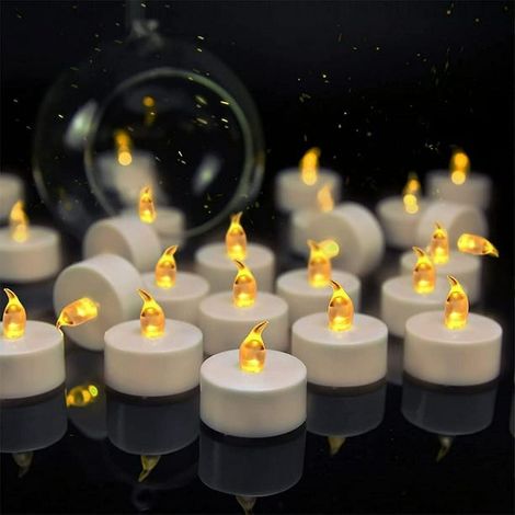 Lot de 24 bougies chauffe-plat, bougies électriques LED sans flamme à effet vacillant (1/4)