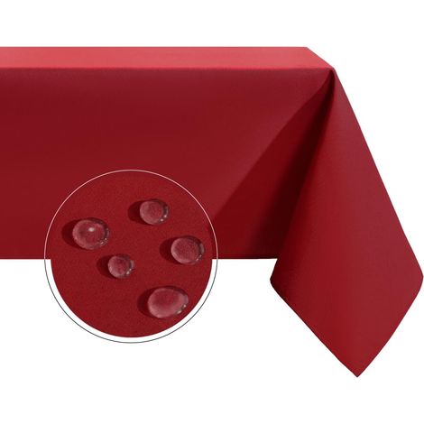 Tovaglia rettangolare, impermeabile e antimacchia, lavabile, tovaglie in poliestere antipiega selezionate per pranzi, feste e campeggio (180180 cm, rosso) (1/5)