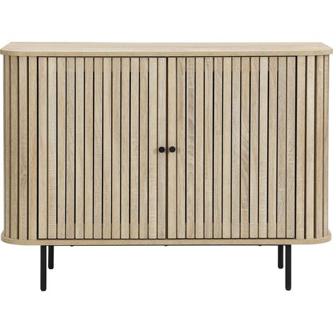Buffet 2 portes rainurées couleur chêne L106xH78 cm - Solna (1/5)