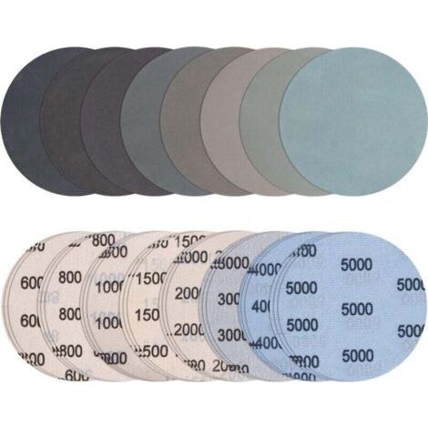 Disques abrasifs rond 50mm papier de verre grain 600 à 5000 24 pièces avec velcro pour ponceuse orbitale (1/4)
