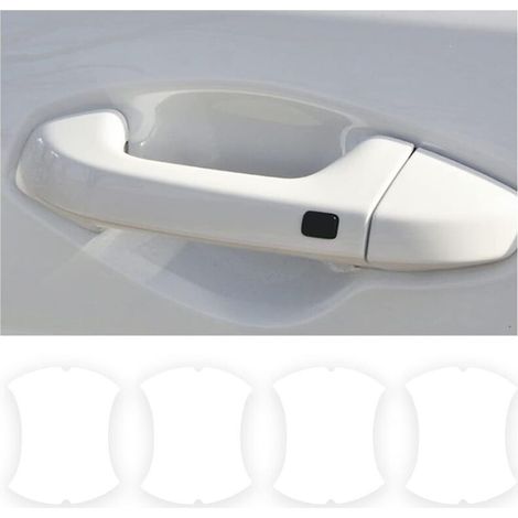 4PCS Autocollants Voiture Extérieur, Film de Protection Universel en Fibre de Carbone Anti-Rayures pour Poigné Porte Voiture, Convient à la Plupart des Poignés Porte Voiture (Transparent) (1/5)