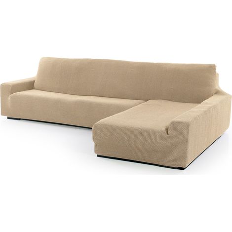 Housse de canapé d'angle Super élastique avec accoudoir Long Droit (Vue de Face) Modèle NOVELE Protecteur en Tissu Jacquard Toucher Coton (1/5)