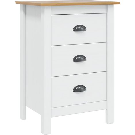 Bedside Cabinet HILL White and Honey Brown 46 x 35 x 65 cm vidaXL