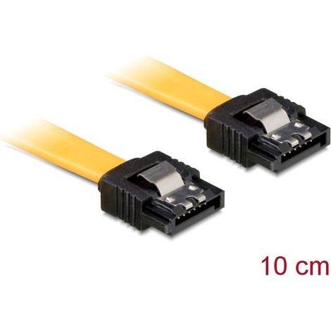 Delock cable sata 10cm straight/straight metal yellow