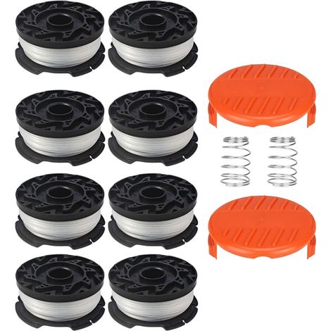 String trimmer line spool for Black and Decker string trimmer, 8 string spools for brush cutters with 2 spool covers and 2 springs, spools A6481 A6485, compatible with Black and Decker Af-100..DEBU (1/5)