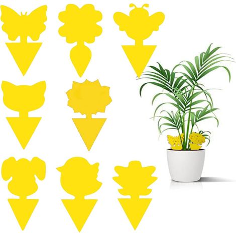 Piège Anti-Moucherons Plantes 80 Pcs-8 Motifs Autocollant Jaune (1/5)