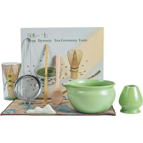 Matcha Kit,7 Pièces Matcha Set,Fouet Matcha,Bol Matcha,Cuillere Matcha,Tamis Matcha,Support Fouet Matcha,Coffret Matcha pour Matcha Accessoire (1/5)
