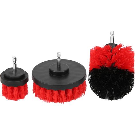 Kit de nettoyage industriel polyvalent avec brosse pour perceuse, rouge. (1/5)