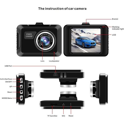 Caméra embarquée FHD 720p, version 2022 améliorée avec mini écran 2 pouces et vision nocturne. (1/5)