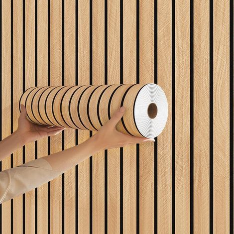 Autocollants Muraux en Bois Papier Peint épais à Effet Grain de Bois, 40x300CM IXPE PVC Panneaux Muraux Antibruit pour Surfaces Lisses et Rugueuses (1/5)