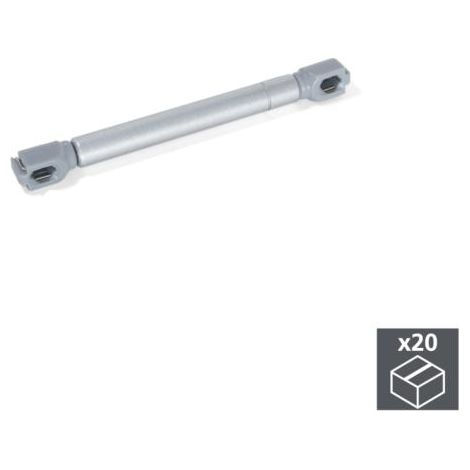 Emuca Pistón a gas para puertas abatibles, fuerza 12 kg, recorrido 100 mm, Gris metalizado, 20 ud. -