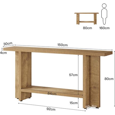 Table d'appoint Flur, table de salon à double étagère, console d'entrée (meuble seul) (1/5)