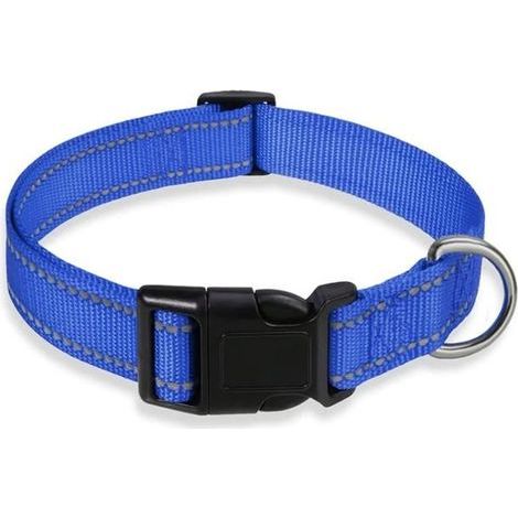 Reflektierendes Hundehalsband mit verstellbarer Sicherheitsvorrichtung, Nylon-Hundeleine - BLAU - (1/5)