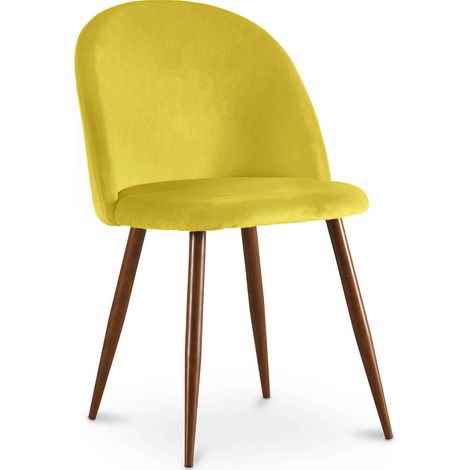 Sedia da pranzo - Rivestita in velluto - Design scandinavo - Evelyne Giallo