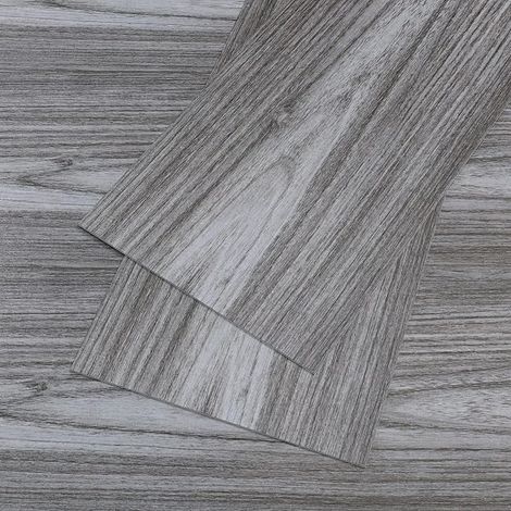 4 x PVC Adhesive Wood Flooring Grey Bathroom Stickers Wood Effect Tile Kitchen Garage 90 cm x 15 cm (1/5)