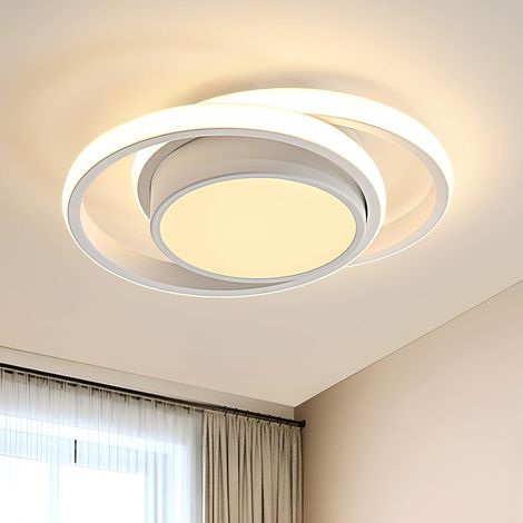 Plafonnier LED moderne rond 36W – lumière chaude 3000K – aluminium – pour couloir chambre cuisine – Blanc