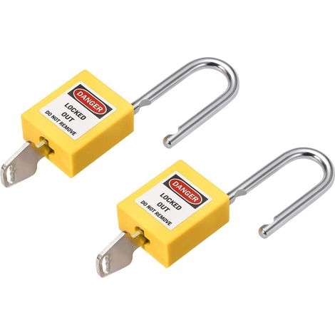 Sicherheitsvorhängeschloss 2er Pack, gleichschließend, Stahlbügel, gelb