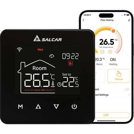 Thermostat WiFi intelligent pour chauffage au sol électrique Tuya Programmable Thermostat d'ambiance Chauffage au sol Régulateur de température 230 V avec écran LCD numérique V4W.716 16 A (1/4)