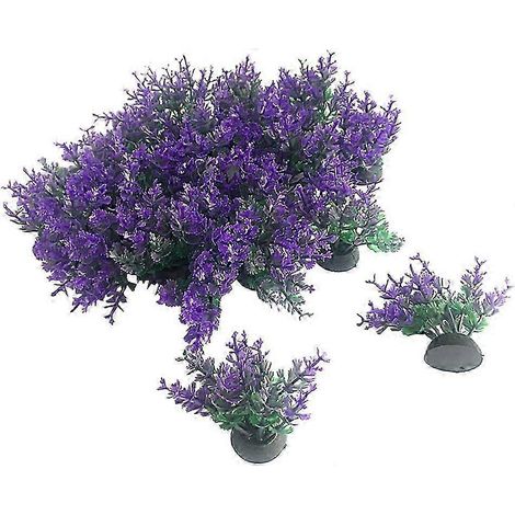 Lot de 20 plantes artificielles de petite taille pour aquarium, idéales pour la décoration d'un aquarium à poissons rouges (violet). (1/5)