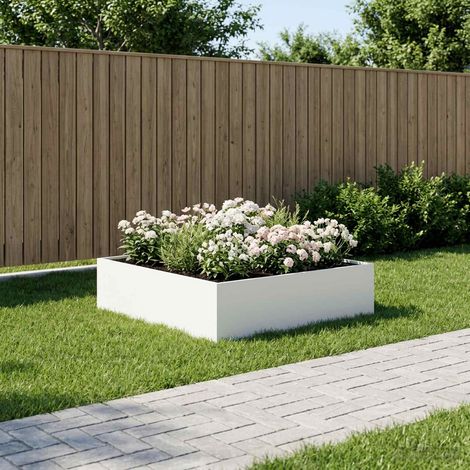 vidaXL Macetero de Jardín Blanco 100 x 100 x 30 cm (1/5)