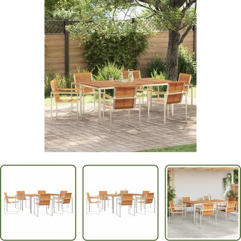 vidaXL Garten Tisch -  Garten Essgruppe 7 pcs Braun Massivholz Akazie (1/5)