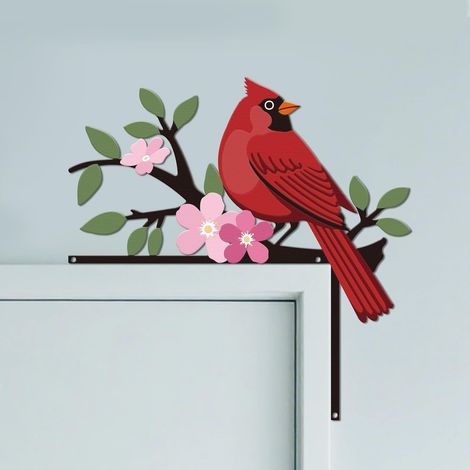 JSSEVN-Rouge-gorge et fleurs Métal Ornement de Cadre de Porte, Décoration Murale pour Porte, Art Déco Originale d'angle de Portail pour Chambre d'enfant (1/4)