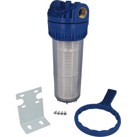 Hydro-S Kunststoff-Wasserfilter 10" groß - 60 micron, IG 3/4 Zoll, Schlüssel und Halterung