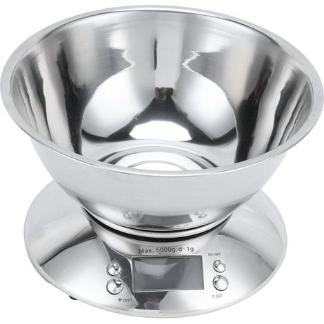 Balance en acier inoxydable, précision de 1 g à 5 kg, grand bol amovible pour la cuisine. (1/5)