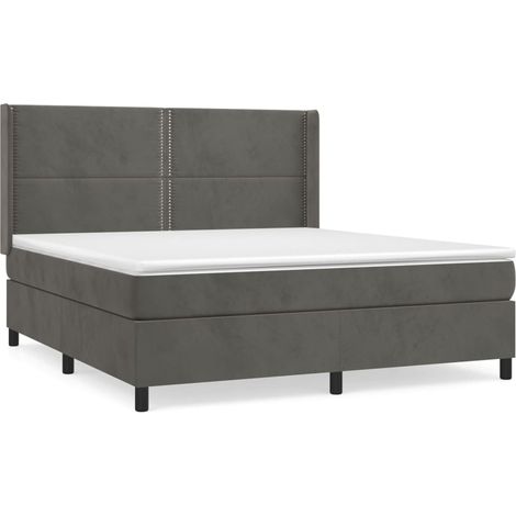 Maison Exclusive - Giroletto a Molle con Materasso Grigio Scuro 180x200 cm Velluto (1/5)