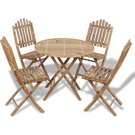 vidaXL Set da Pranzo da Giardino 5 pz Pieghevole in Bambù (1/5)
