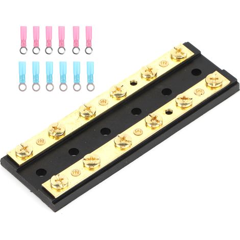 Barrette de distribution 60A double rangée indépendante avec bornes à gaine thermorétractable pour camion voiture yacht bateau, bornier 6 positions (1/5)