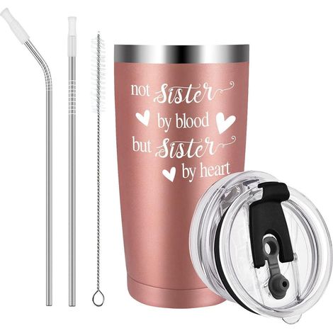 Isolierter Becher 600ml mit Spruch "Sister by Heart" für Damen & Mädchen (1/5)