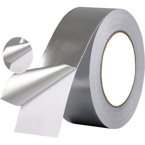 Ruban adhésif en aluminium, isolant thermique, imperméable, pour sceller ou isoler, 50 mm x 50 m x 0,06 mm (1 rouleau, argent) (1/4)