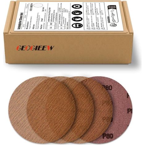 Papier à Poncer Abrasif 125mm - 50 Pièces Grains 60/80/120/180/240 Idéal pour Ponceuses Cloisons Sèches Durable et Efficace