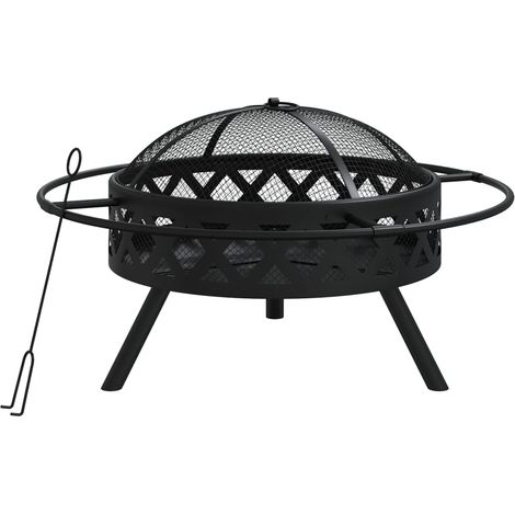 Feuerstelle mit Feuerhaken 70 cm XXL Stahl