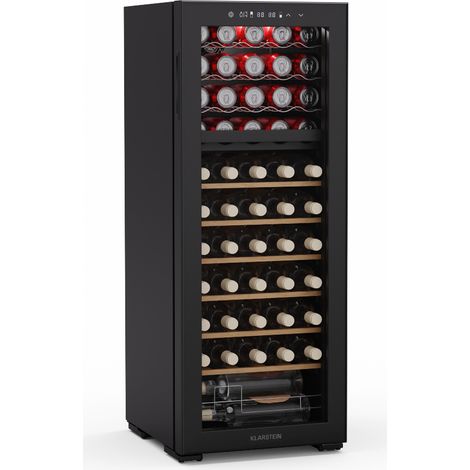 Klarstein – Cave à vin multi-température 55 bouteilles – 2 zones 5-18°C – Commande tactile – Éclairage LED – Protection UV – Sur pied