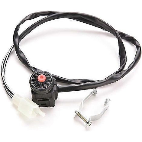 coupe-circuit universel pour moto, bouton-poussoir rouge, klaxon et démarreur, compatible avec les motos tout-terrain, quads, SSV et quads double usage, pour guidons de 22 mm. (1/5)