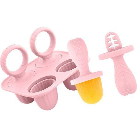 Un appareil à glaces réutilisable, incroyablement créatif, en silicone rose clair. (1/5)