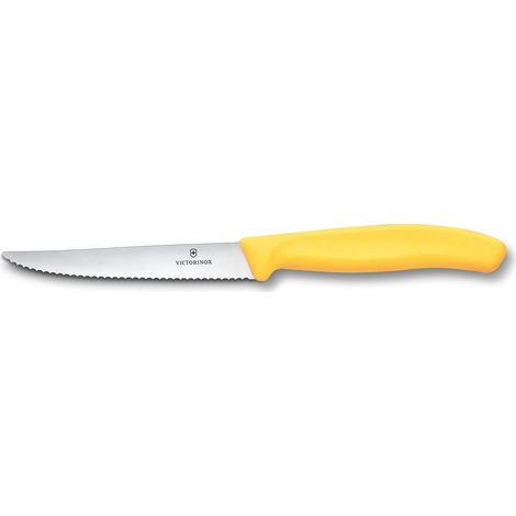 Victorinox coltello cm 11 bistecca ondulato manico giallo