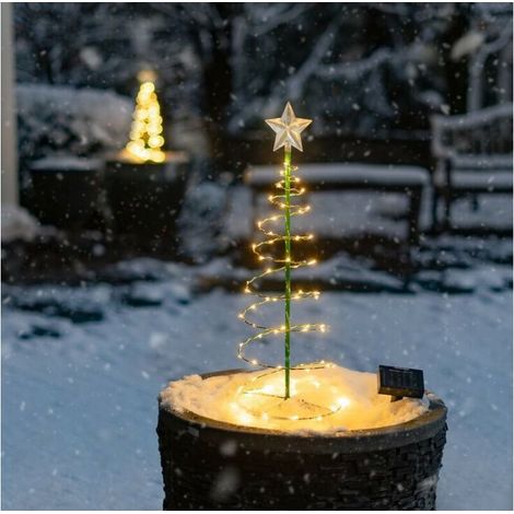 Sapin de Noël solaire à LED en métal, guirlandes lumineuses pour sapin de Noël intérieur extérieur, guirlandes lumineuses de décoration, décoration de vacances, cadeau écologique, lumière (1/4)