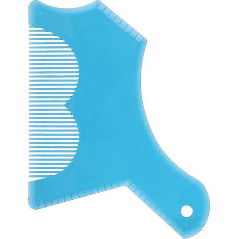 Kit de modelage de barbe en plastique transparent bleu, gabarit de traçage contours et peigne de finition pour homme, outil de coupe précise de la pilosité faciale (1/5)