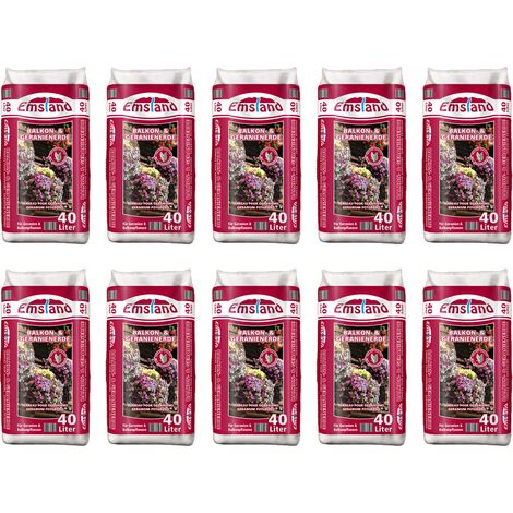 10x Emsland Geranien- & Balkonpflanzenerde 40L