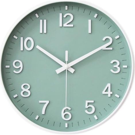 Green Wall Clocks Battery Operated,12 inch Silent Non Ticking Modern Wall Clock for Living Room Bedroom Kitchen Office Classroom Decor (1/5)
