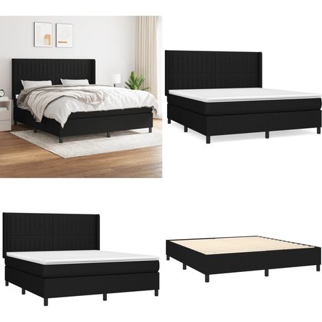 Boxspringbett mit Matratze Schwarz 160x200 cm Stoff - Boxspringbett - Doppelbett - Schlafraum - Bettenrahmen - Matratze - Home & Living (1/5)