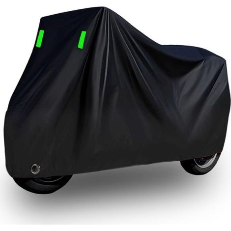 Ganzjahres-Motorradabdeckung, Autoabdeckung, wasserdicht und wetterfest, Sonnenschutz und reißfest, mit Ösen zur Befestigung bei Nacht – 220 x 95 x 110 cm (1/5)