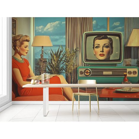 Papier Peint Vintage - Ambiance Rétro - 150 x 250 cm (1/2)